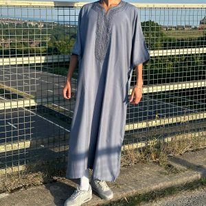 Navy Blue Thobe with Pockets