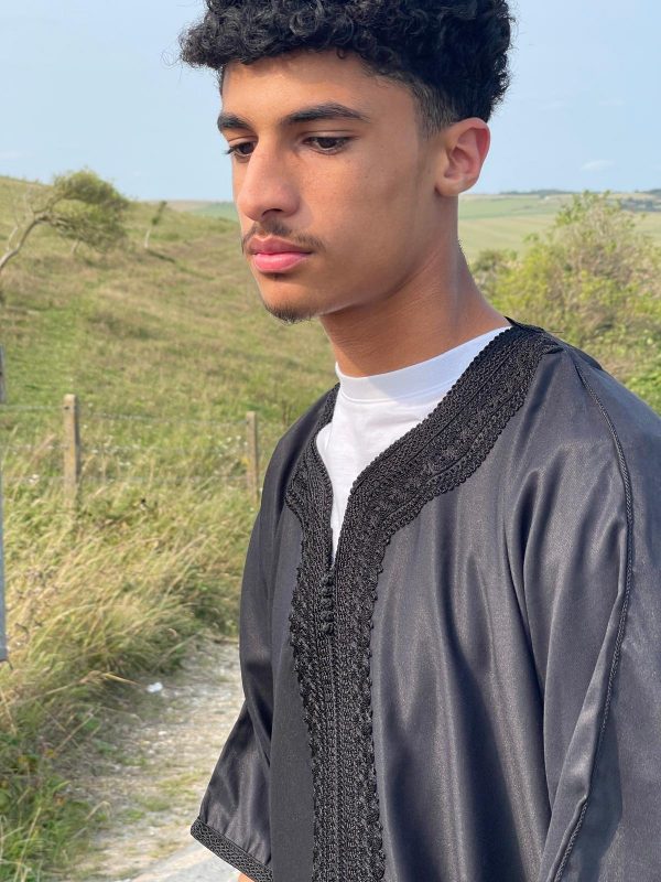 Pure Black Morrocan Thobe - Image 2