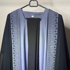 Black With Gray Abaya Gown