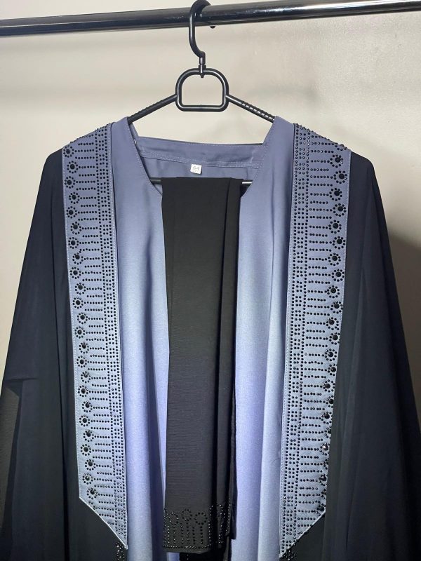 Black With Gray Abaya Gown