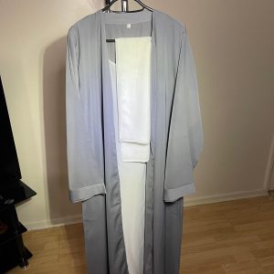 Grey and White Abaya