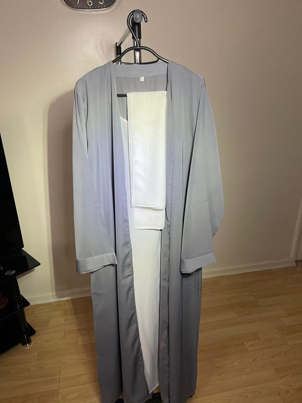 Grey and White Abaya